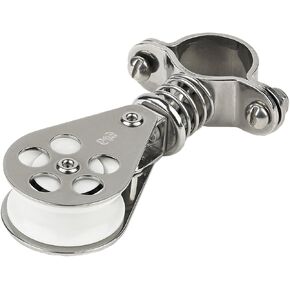 Schaefer 3 Series Stanchion Furling Lead Block with Spring, Stainless Cage, Delrin Ball Bearing Sheave,grey