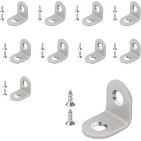 Eagles 10PCS L Bracket Corner Brace, (50mmx50mmx3mm) Stainless Steel Brackets,Heavy Duty Corner Bracket,Silver Small Angle Brackets,Metal Braces Brackets for Wood with 40PCS Screws