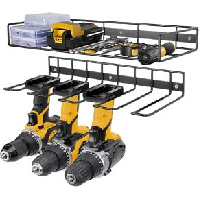Heavy Duty Floating Power Tool Organizers, Metal Holder Wall Mount Storage Rack for Tools, Utility and Sturdy Drill Rack, Multifunctional Garage Tool Rack(2 Pack)