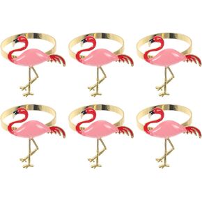 PRETYZOOM Black Decor Metal Flamingo Napkin Rings Set of 6 Napkin Ring Tropical Hawaii Napkin Rings Summer Napkin Holders for Wedding, Dinner Party, Banquet Wedding Decor