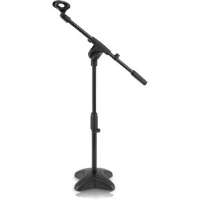 Pyle Universal Compact Microphone Stand - Mic Mount Holder Height Adjustment 19.0" to 26.0" Inch and Telescoping Boom Extension Adjustable Up to 16.0'' w/ Knob Style Tension Lock Mechanism - PMKS7.5