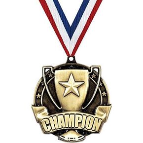 Champion Medals, 2" Gold Sports Champion Medal Award with Free Custom Engraving Prime