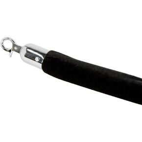 حاجز حبل من Displays2go بطول 6-1/2 قدم، حبل مخملي أسود مع خطافات من الكروم (RP2MBKCH01) in Kuwait