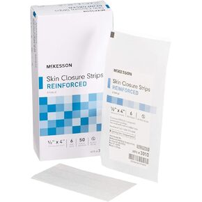 McKesson Skin Closure Strips, Sterile, Reinforced, 1/2 in x 4 in, 50 Count