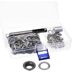uxcell Grommet Tool Kit 100 Sets 5/16" Copper Grommets Eyelets with 3pcs Install Tools, 8mm Inside Dia. Dim Gray