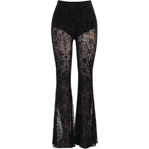 Nihsatin Women's Steampunk Gothic Flare Leggings Floral Prints High Waisted Bell Bottom Pants