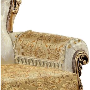 Loom and Mill Luxury Sofa Armrest Covers Set of 2, Damask Thick Chenille Nonslip Couch Arm Cover Furniture Protector with Lace Edge and Tassels for Chair Couch Sofa (Black&Gold, 20x24 inch)