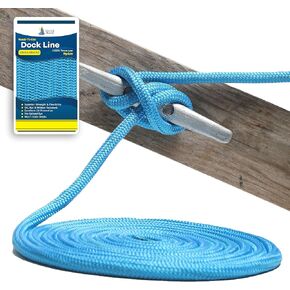5/8" x 15' - Marine Blue Durable Double Braided Nylon Dock Line - for Boats Up to 45' - Long Lasting Mooring Line - Strong Nylon Dock Lines for Boats - Marine Grade Sailboat Docking Line