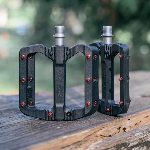 Funn Black Magic Plastic Flat Mountain Bike Pedal Set - Lightweight Wide Platform Bicycle Pedals for Stability, 9/16-inch CrMo Axle Bike Pedals for MTB/BMX/Urban/Gravel Riding in Saudi Arabia