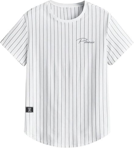 Verdusa Men's Short Sleeve Striped Letter Print T Shirt Top Round Neck Casual Tee Shirt in Saudi Arabia