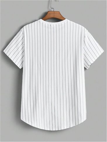 Verdusa Men's Short Sleeve Striped Letter Print T Shirt Top Round Neck Casual Tee Shirt in Saudi Arabia