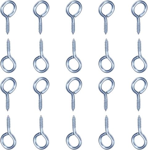 MroMax 25PCS 0.83" Eye Screw Self-Tapping Screws Blue Zinc Plated Screw-in Ceiling Hooks Hanging Hooks Mug Hooks Plant Hooks Open End Eye Bolt Hooks for Home, Office and Workplace in Saudi Arabia