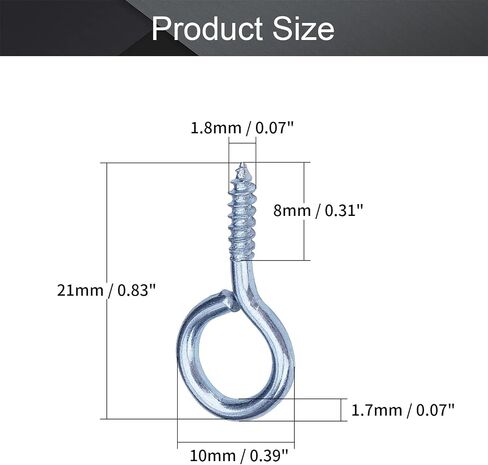 MroMax 25PCS 0.83" Eye Screw Self-Tapping Screws Blue Zinc Plated Screw-in Ceiling Hooks Hanging Hooks Mug Hooks Plant Hooks Open End Eye Bolt Hooks for Home, Office and Workplace in Saudi Arabia