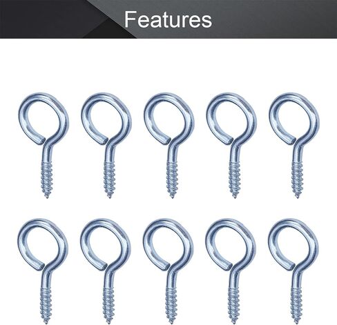 MroMax 25PCS 0.83" Eye Screw Self-Tapping Screws Blue Zinc Plated Screw-in Ceiling Hooks Hanging Hooks Mug Hooks Plant Hooks Open End Eye Bolt Hooks for Home, Office and Workplace in Saudi Arabia