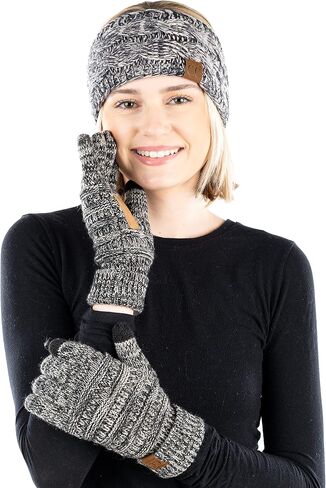 Funky Junque Matching Set Winter Headwrap Ear Warmer Headband Texting Gloves Bundle in Saudi Arabia