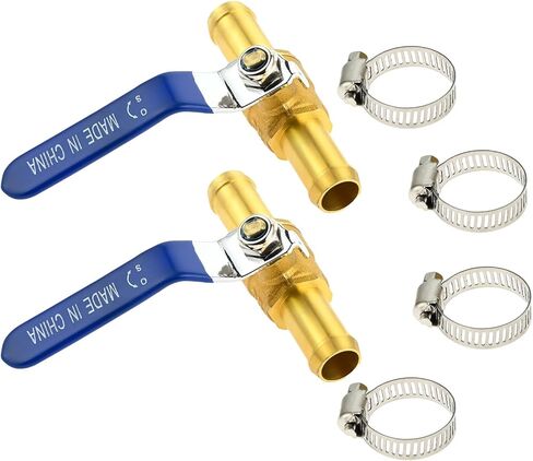 مجموعة صمامات كروية للخرطوم النحاسي، قطعتان من صمام إغلاق خرطوم السخان 5/8 بوصة مع مشابك من الفولاذ المقاوم للصدأ، صمام كرة هواء بارب نحاسي لإيقاف وقود الغاز والماء وأنابيب Pex مقاس 16 مم in Kuwait