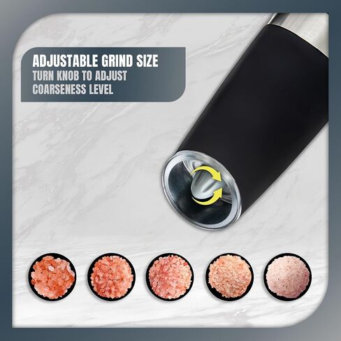 Gravity Electric Salt and Pepper Grinder Gift Set With Black Peppercorns, Himalayan Pink Salt, Adjustable Grind - House Warming Gifts Unique Kitchen Gadget Dad Mom Gifts Christmas Gift Box Mothers Day in Kuwait