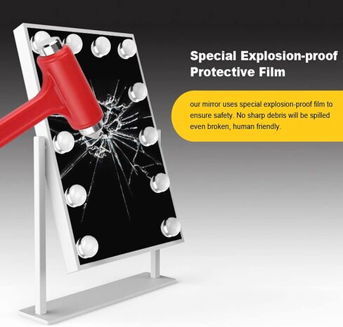 مرآة الغرور LED مع أضواء مرآة مكياج هوليوود المضيئة للمكتب، مرآة ذكية مضاءة مع أضواء تعمل باللمس، مرآة مكياج شخصية قابلة للتعتيم بثلاثة ألوان مع 12 لمبة لغرفة النوم تدور 360 درجة in Kuwait