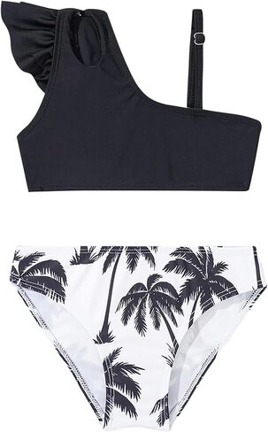 Toddler Girls Swimsuit Ruffle Swimwear Kids Two Piece Bathing Suits Beach Bikini Set in Kuwait