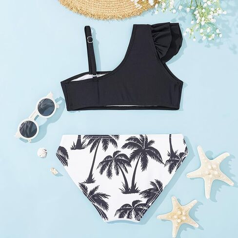 Toddler Girls Swimsuit Ruffle Swimwear Kids Two Piece Bathing Suits Beach Bikini Set in Kuwait