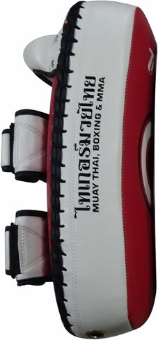 وسادات جلدية تايلاندية - باللونين الأسود والأبيض - وسادات بمقبض قوي، تصميم مستوحى من تايلاند، التدريب على الملاكمة، فنون الدفاع عن النفس، التايكوندو، الرياضات القتالية - خياران للألوان in Kuwait