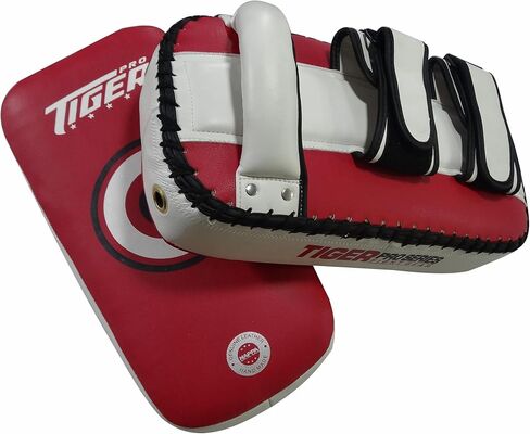 وسادات جلدية تايلاندية - باللونين الأسود والأبيض - وسادات بمقبض قوي، تصميم مستوحى من تايلاند، التدريب على الملاكمة، فنون الدفاع عن النفس، التايكوندو، الرياضات القتالية - خياران للألوان in Kuwait