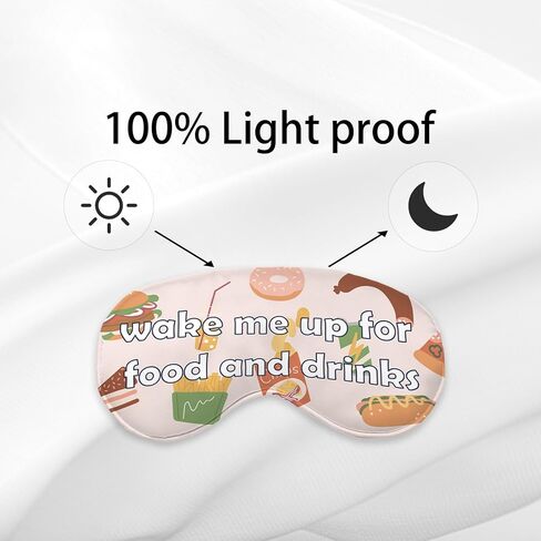 Funny Wake Me Up for Food and Drinks Eye Mask for Women Men Girls Kids, Funny Silk Blackout Eye Mask for Sleeping Travel, Adjustable Straps Soft Lightweight Sleep Mask Sleeping Eye Cover in Kuwait