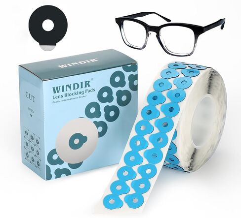 WINDIR Optical Lens Edging Blocking Pads, 1000Pcs Eyeglasses Anti Slip Adhesive Sticker Tape Processing Polishing for Glasses Auto Edger Accessories (Black pads, 0.87x1 inch) in Saudi Arabia