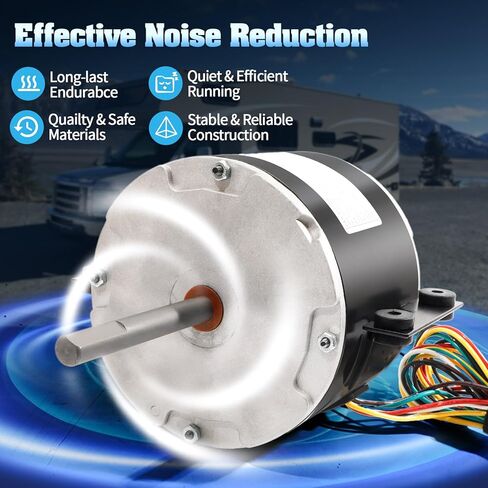 3315332.005 محرك مروحة تيار متردد، بديل محرك مروحة genteq F48AF70A61، متوافق مع Dometic Brisk Air II، 1/4 حصان، 115 فولت، 3.3 أمبير، 1585 دورة في الدقيقة، 3 سرعات OEM 3315332.005 محرك مروحة RV in Kuwait