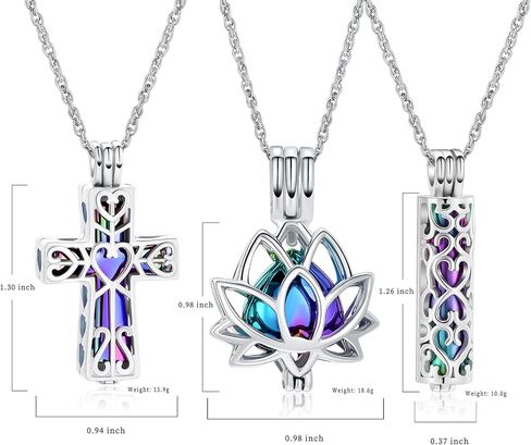 shajwo 3 Pack Cremation Urn Necklace for Ashes for Women Men Heart Lotus Cross Cylinder Cremation Jewelry for Ashes Loved One Memorial Keepsake Pendant in Kuwait