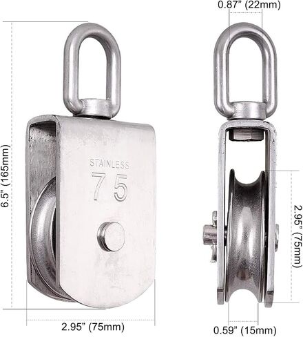 M75 Lifting Single Pulleys Block Suspension Traction Pulleys 304 Stainless Steel 1pcs in Saudi Arabia