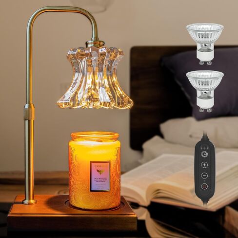 Candle Warmer Lamp with Timer & Dimmer, Light Candle Warmer Lamp Electric for Large Jar Candles, 3 Wick Candle, Candle Warming Lamps with 2 Bulbs, Aesthetic Bedroom Decor, Gift for Mother, Her in Saudi Arabia