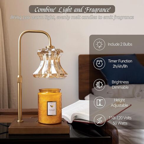 Candle Warmer Lamp with Timer & Dimmer, Light Candle Warmer Lamp Electric for Large Jar Candles, 3 Wick Candle, Candle Warming Lamps with 2 Bulbs, Aesthetic Bedroom Decor, Gift for Mother, Her in Saudi Arabia