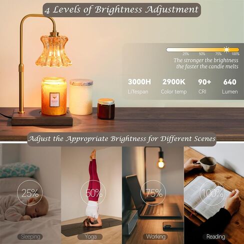 Candle Warmer Lamp with Timer & Dimmer, Light Candle Warmer Lamp Electric for Large Jar Candles, 3 Wick Candle, Candle Warming Lamps with 2 Bulbs, Aesthetic Bedroom Decor, Gift for Mother, Her in Saudi Arabia