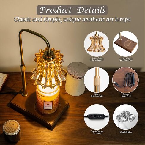 Candle Warmer Lamp with Timer & Dimmer, Light Candle Warmer Lamp Electric for Large Jar Candles, 3 Wick Candle, Candle Warming Lamps with 2 Bulbs, Aesthetic Bedroom Decor, Gift for Mother, Her in Saudi Arabia