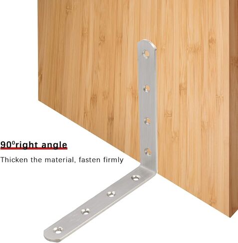 Eagles 10PCS L Bracket Corner Brace, (50mmx50mmx3mm) Stainless Steel Brackets,Heavy Duty Corner Bracket,Silver Small Angle Brackets,Metal Braces Brackets for Wood with 40PCS Screws in Saudi Arabia
