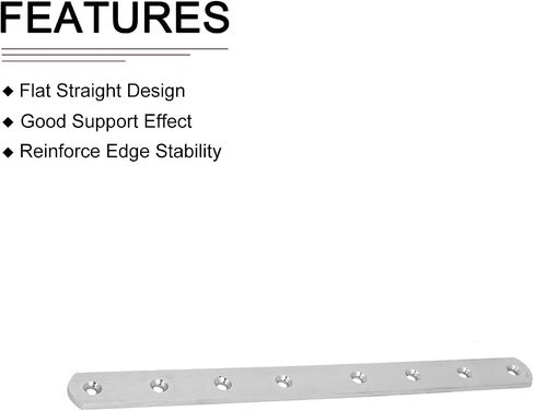 245x20x3mm(LxWxT) Flat Straight Brace Plate -2Pack- Good for Furniture Repairing - Stainless Steel Brace Plate - Silver Tone in Saudi Arabia