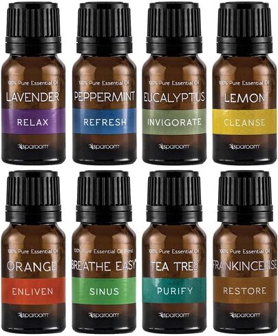 SpaRoom 100% Pure Essential Oils Set; Perfect for Aromatherapy, Diffusers, Humidifiers and Home Care, Gift Set of 8 in Saudi Arabia