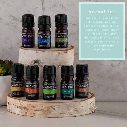 SpaRoom 100% Pure Essential Oils Set; Perfect for Aromatherapy, Diffusers, Humidifiers and Home Care, Gift Set of 8 in Saudi Arabia