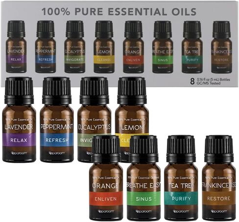 SpaRoom 100% Pure Essential Oils Set; Perfect for Aromatherapy, Diffusers, Humidifiers and Home Care, Gift Set of 8 in Saudi Arabia