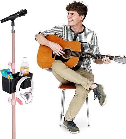 koolehaoda Universal Microphone Stand Tray, Mic Stand Cup Holder, Multi-function rack,Can be installed on diameter 12-22MM on Rod Holders,for Most Mic Stands,Light Stand, for Stage, Live Streaming in Saudi Arabia