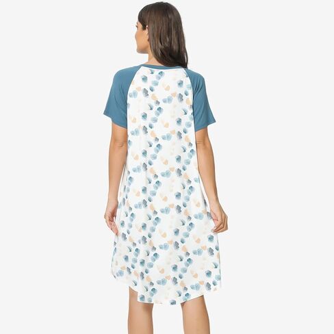 قمصان نوم LazyCozy طويلة للنساء بأكمام قصيرة ومطبوعة، قمصان نوم ناعمة، ملابس نوم in Kuwait