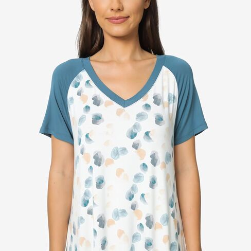 قمصان نوم LazyCozy طويلة للنساء بأكمام قصيرة ومطبوعة، قمصان نوم ناعمة، ملابس نوم in Kuwait