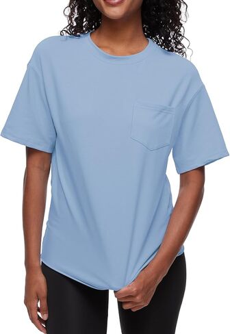تيشيرتات نسائية كبيرة الحجم بأكمام قصيرة صيفية بلوزات أساسية برقبة دائرية وقمصان للتمرين 100% قطن تي شيرت مع جيب in Kuwait
