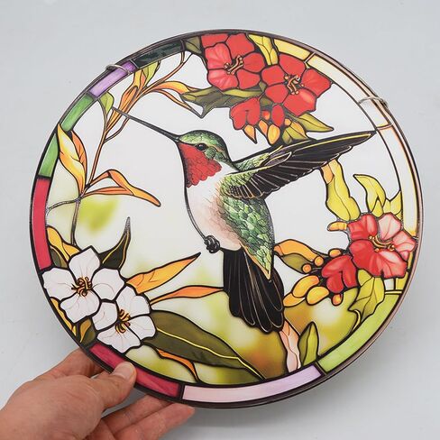 MATIHAY Hummingbird Stained Acrylic Window Hanging - Hummingbird Wall Decor for Cafe Home Decor Bird Lover Gift for Mom, Grandma, Wife, Teacher (8 Inch) in Saudi Arabia
