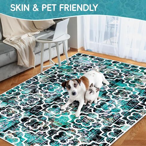 Area Rugs 5x7 Washable Rug for Living Room,Non-Slip Non-Shedding Ultra-Soft Floor Carpet for Home,Office, Dining Room,Bedroom (Style A) in Saudi Arabia