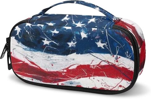 Patriotic American Flag Diabetic Supplies Travel Case,Portable Storage Bag,Insulin Pen and Medication Carrying Case for Glucose Meters, Insulin Pen, Test Strips, Lancets, Syringe, Needles in Saudi Arabia