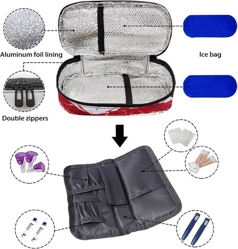 Patriotic American Flag Diabetic Supplies Travel Case,Portable Storage Bag,Insulin Pen and Medication Carrying Case for Glucose Meters, Insulin Pen, Test Strips, Lancets, Syringe, Needles in Saudi Arabia