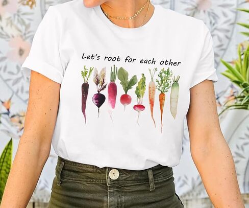 MOUSYA Plants T-Shirts for Women Root Shirt Vegetable Graphic T-Shirt Plant Lover Gardening Tee Tops in Saudi Arabia