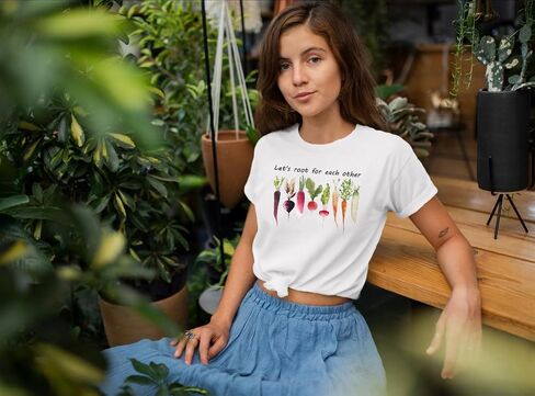 MOUSYA Plants T-Shirts for Women Root Shirt Vegetable Graphic T-Shirt Plant Lover Gardening Tee Tops in Saudi Arabia